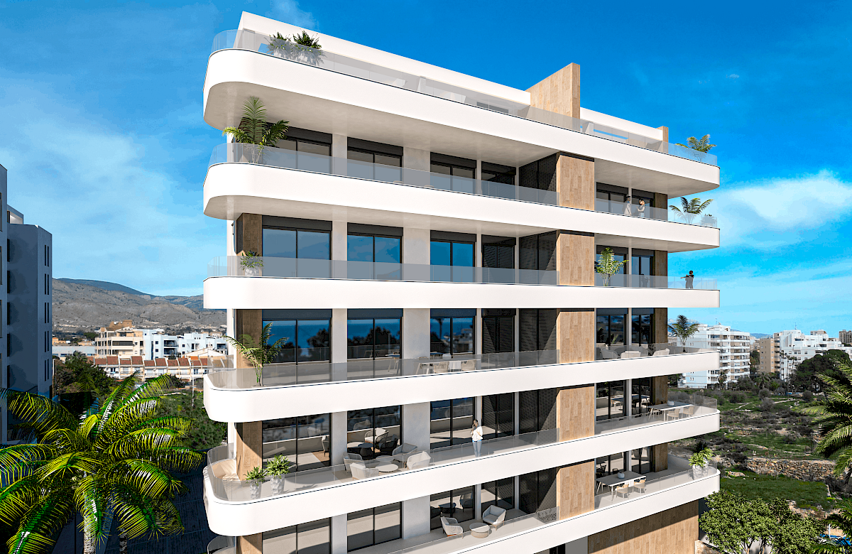 Villa Giacomina II in Villajoyosa: kleinschalig nieuwbouwproject met 10 appartementen aan de Costa Blanca Noord in Spanje.