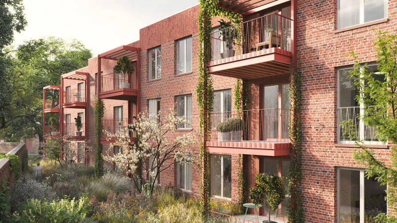 Wonen aan Fort 5 in Edegem: 1-, 2- en 3-slaapkamerappartementen met zicht op park of groene binnentuin in Minerve.